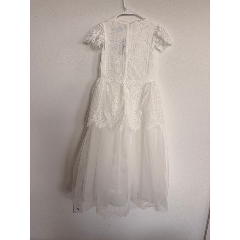 Trish Scully White Lace Tulle Layered Formal Dress Size 12 - Picture 3 of 8